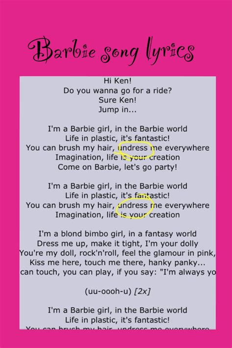 barbie songs with lyrics